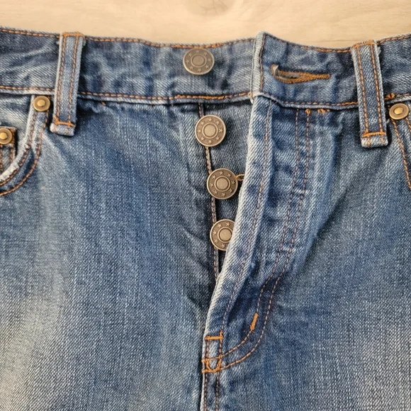 Free People Blue Distressed Jean Shorts - Picture 2 of 9